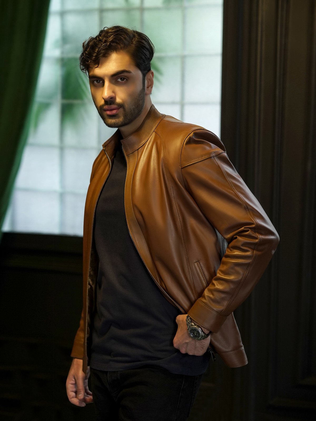 کاپشن مردانه چرم.T2040