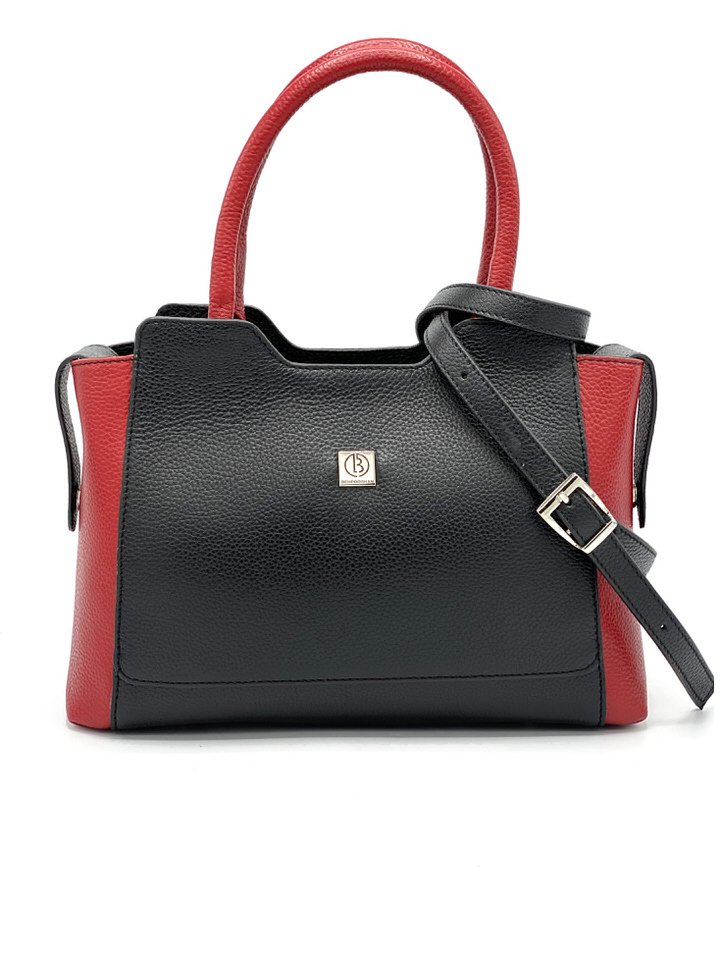 کیف زنانه چرم گاوی2906 , مشکی-قرمز