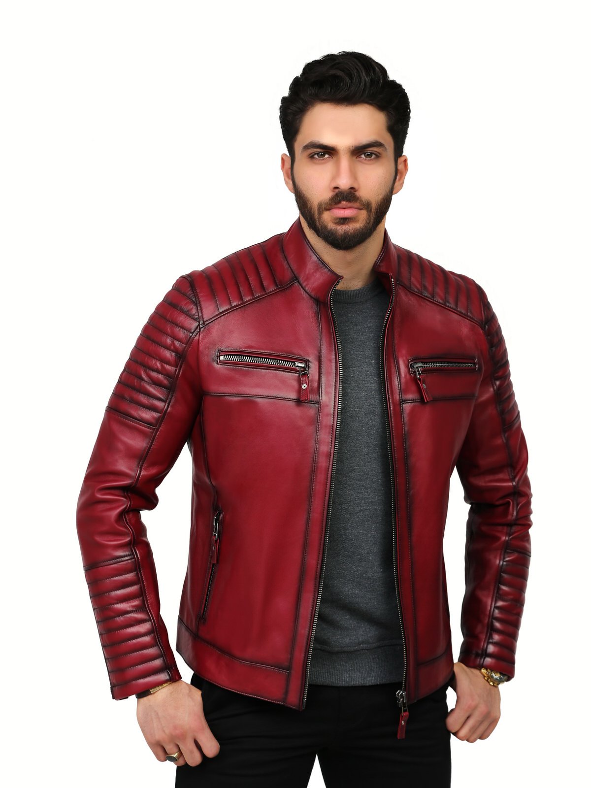 کاپشن مردانه چرم گوسفندی.2087 مشکی