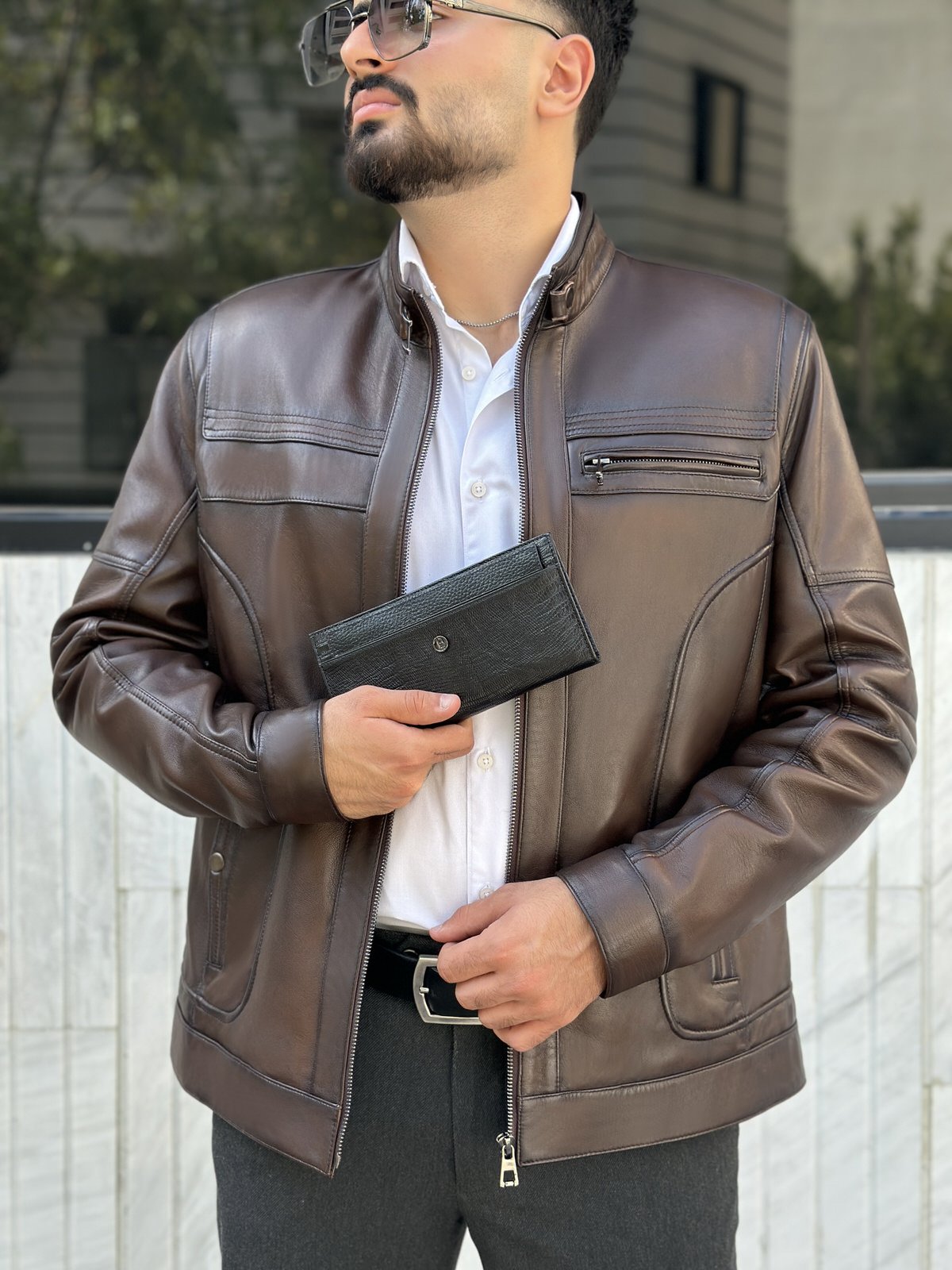 کیف کتی چرم گاویk448 مشکی لیزارد