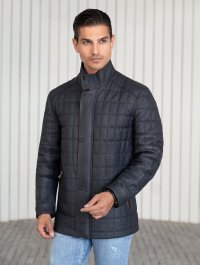 کاپشن مردانه چرم گوسفندی.N180 مشکی مات
