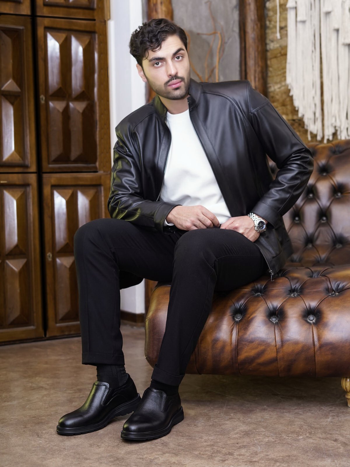 کفش مردانه چرم گاوی.3035بی بند