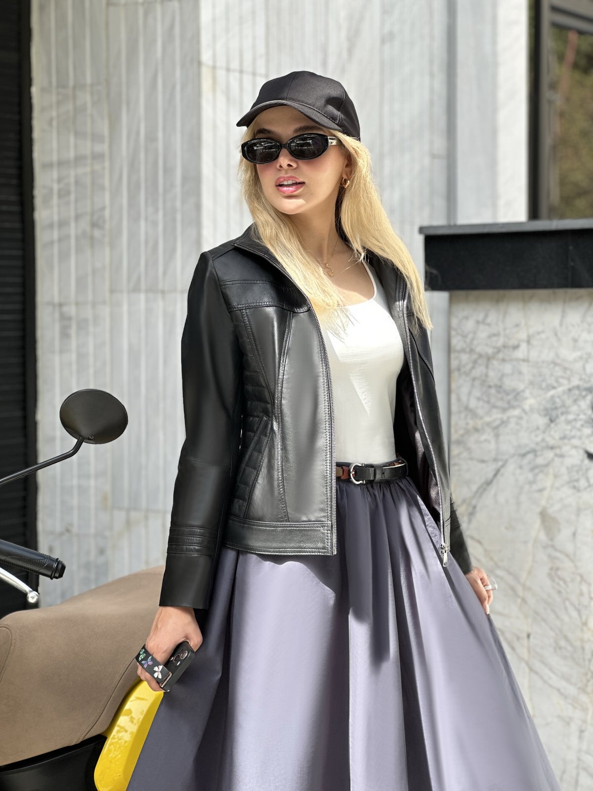 کاپشن زنانه چرم گوسفندی.T2020 مشکی