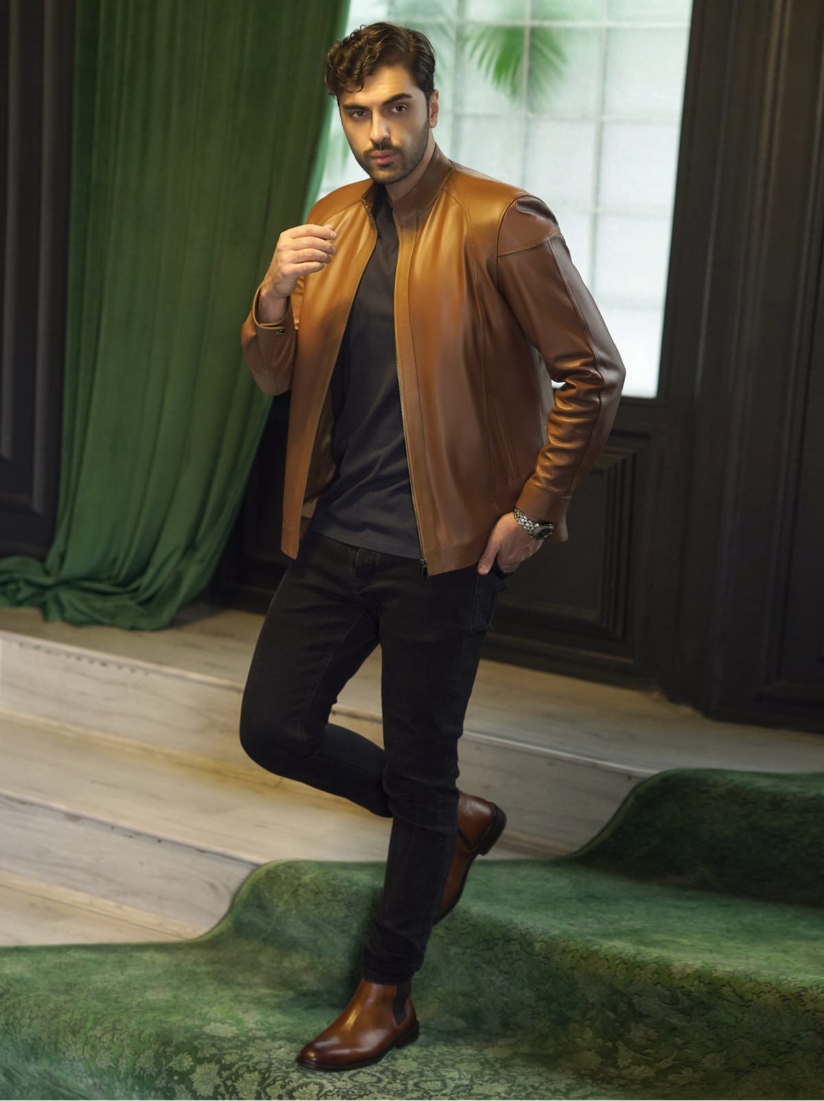 کاپشن مردانه چرم.T2040