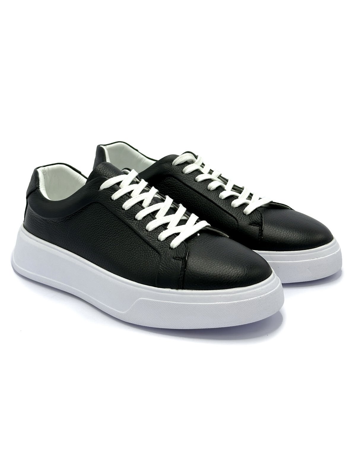 کفش مردانه چرم گاوی.153 مشکی-سفید