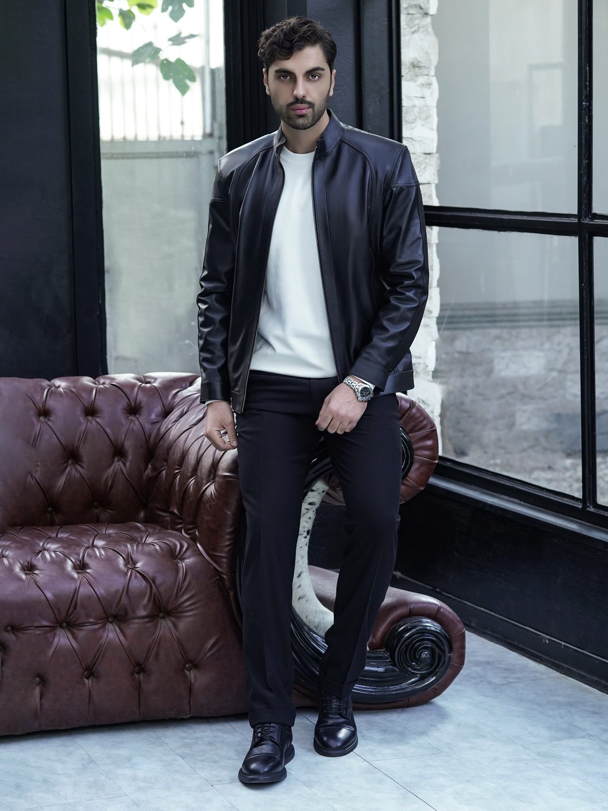 کاپشن مردانه چرم.Tn2040