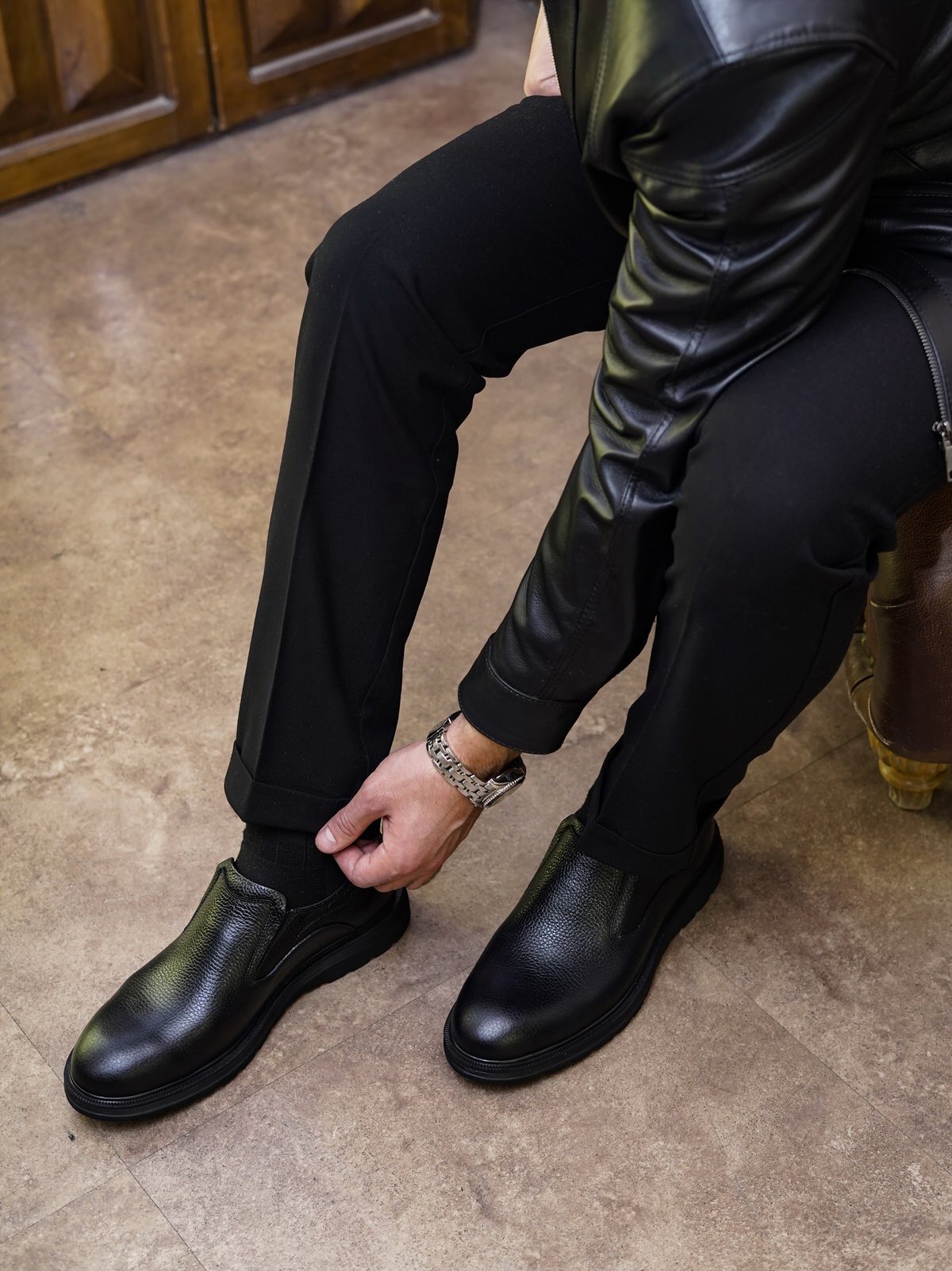 کفش مردانه چرم گاوی.3035بی بند