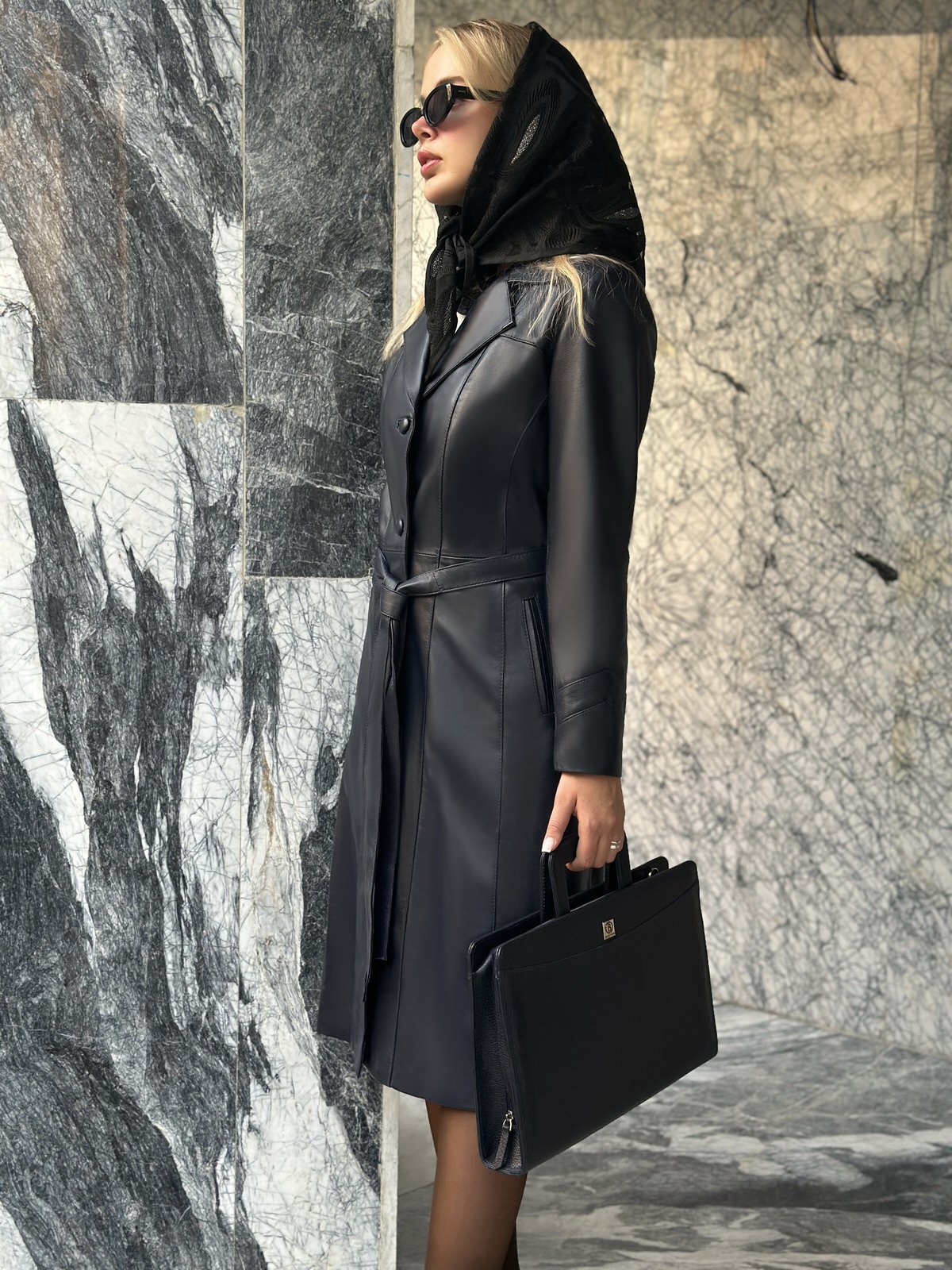 کیف چرم گاوی874 سرمه ای فلوتر